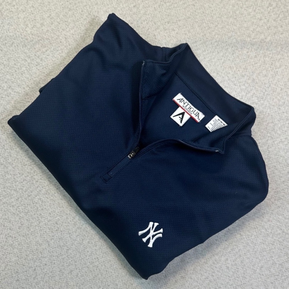 Antigua New York Yankees Pullover Womens Medium Navy Blue Polyester 1/4 Zip Top